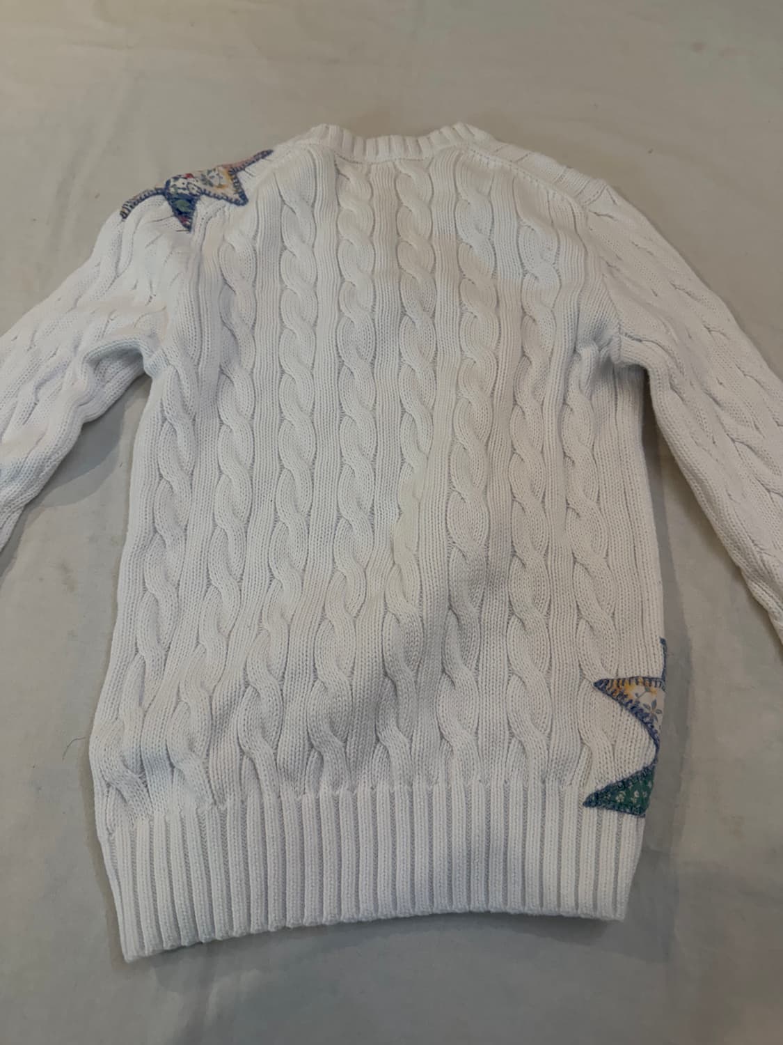 폴로 데님앤서플라이 별 패치워크 꽈배기 케이블 니트 화이트 상품이미지4