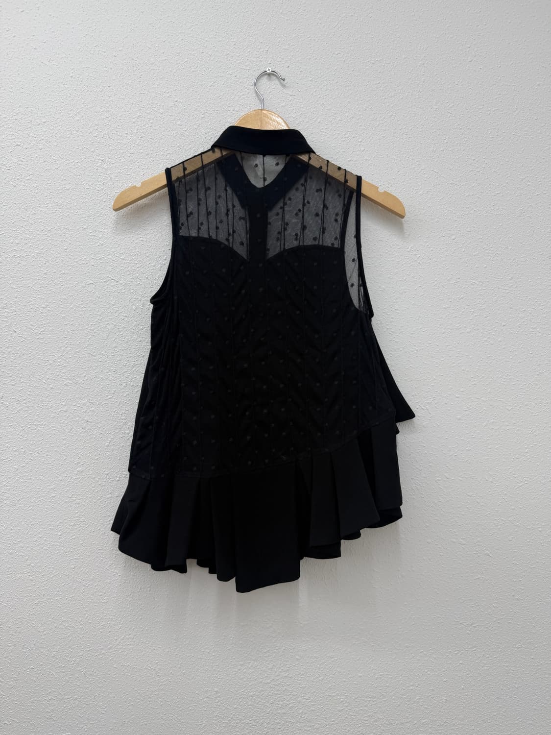 빈티지 Rekisami 블랙 도트 플리츠 레이어드 슬리브리스 상품이미지4