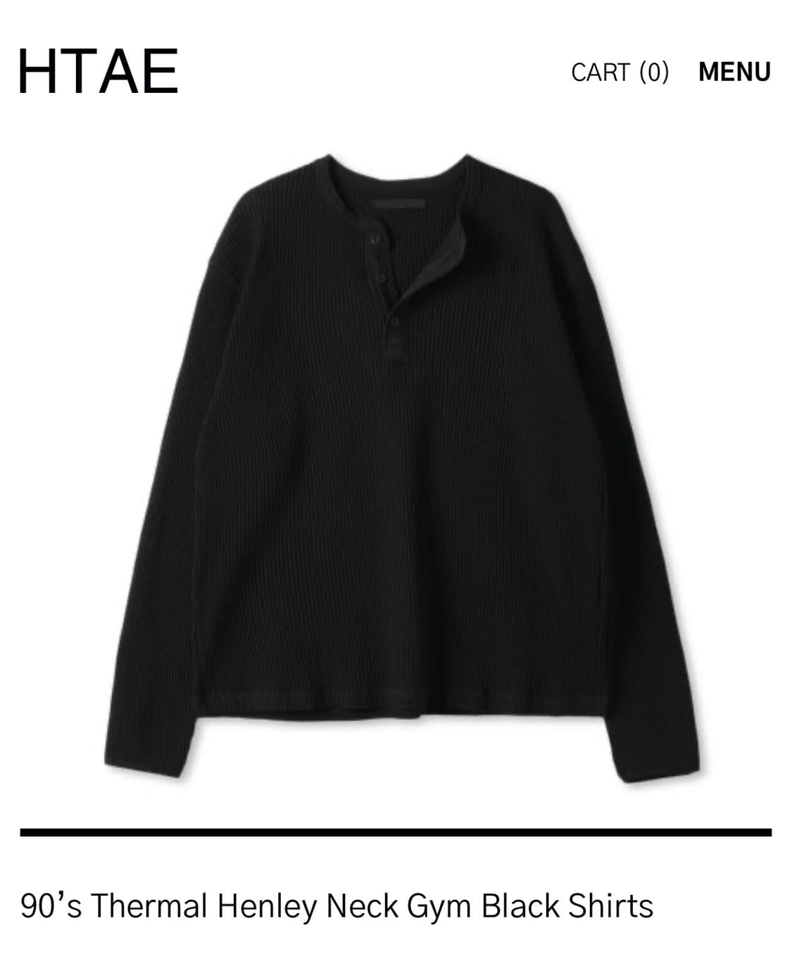 90’s Thermal Henley Neck Gym Black 상품이미지1