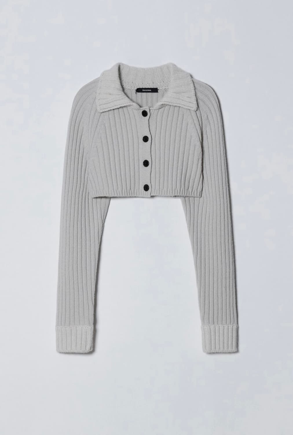 택O) 다이애그널 리브드 카라 볼레로 가디건 그레이 상품이미지1