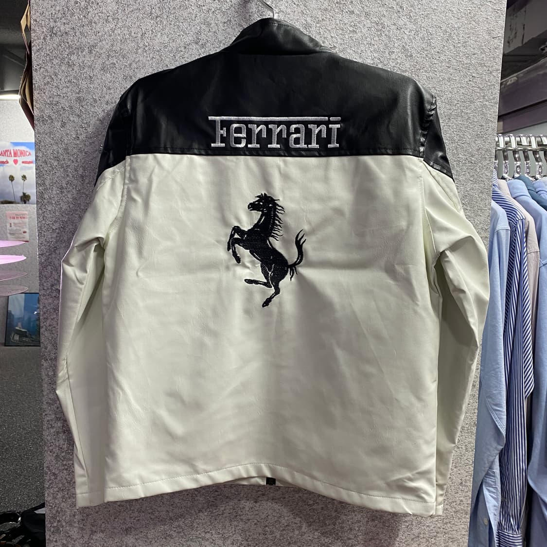 페라리 F1 자수로고 블랙 레더자켓 B3621 상품이미지4