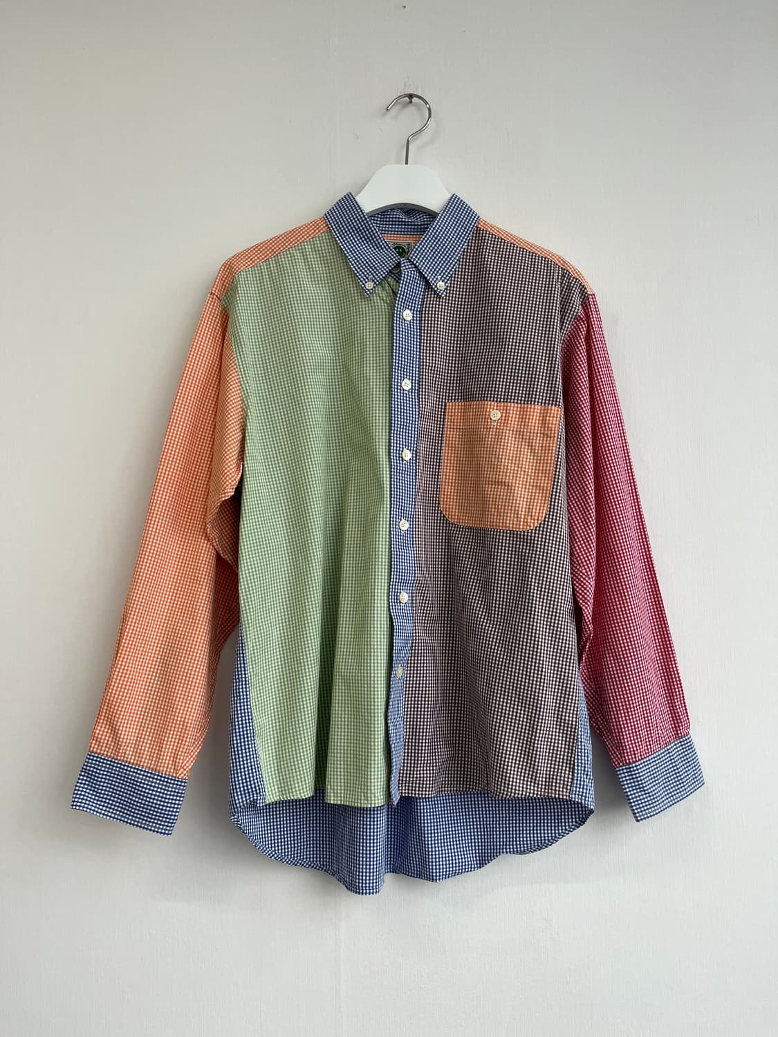 스마일 배색 깅엄 체크 셔츠 상품이미지1