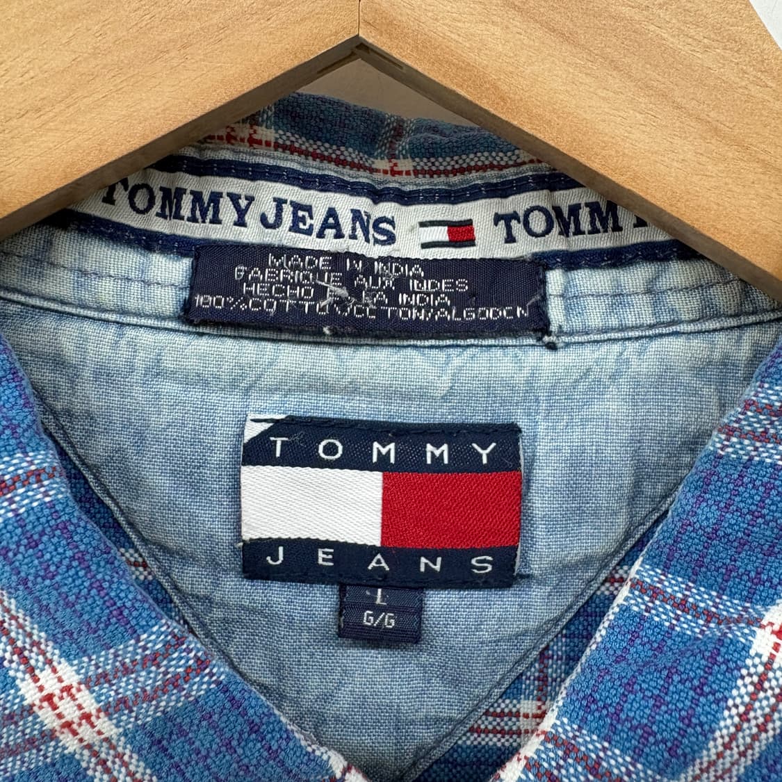 타미진스 체크 반팔 셔츠 남성L,XL 상품이미지3