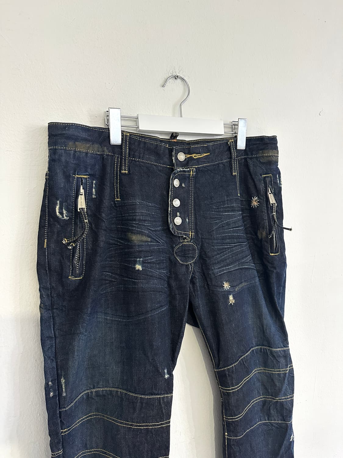 디스퀘어드 2000s 플라워 바이커 새깅진 상품이미지4