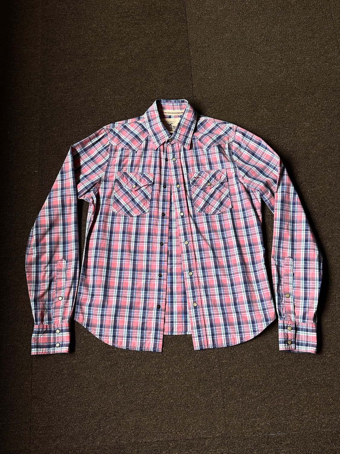 Hollister 핑크 파머 플레이드 체크 셔츠 상품이미지6