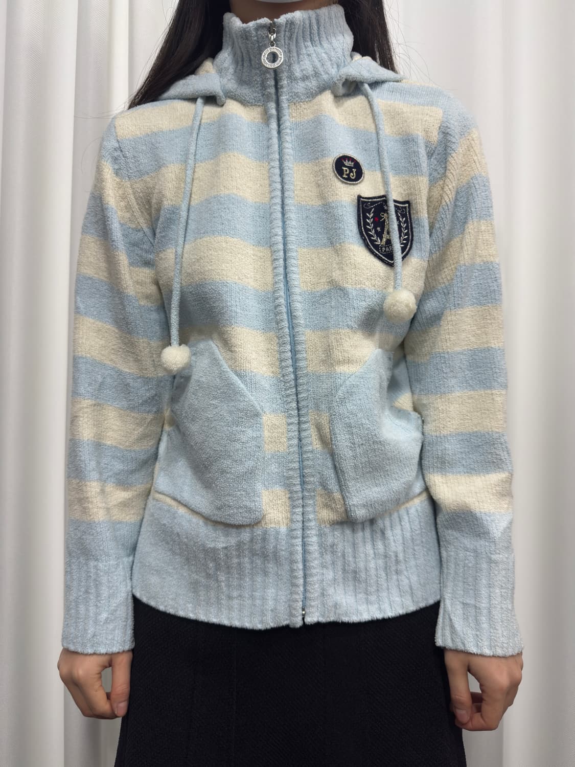 pom ponette cute stripe hood zipup 상품이미지1