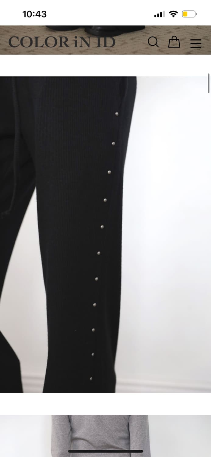 컬러인아이디 리벳 빈 스터드 팬츠 [블랙] 상품이미지3