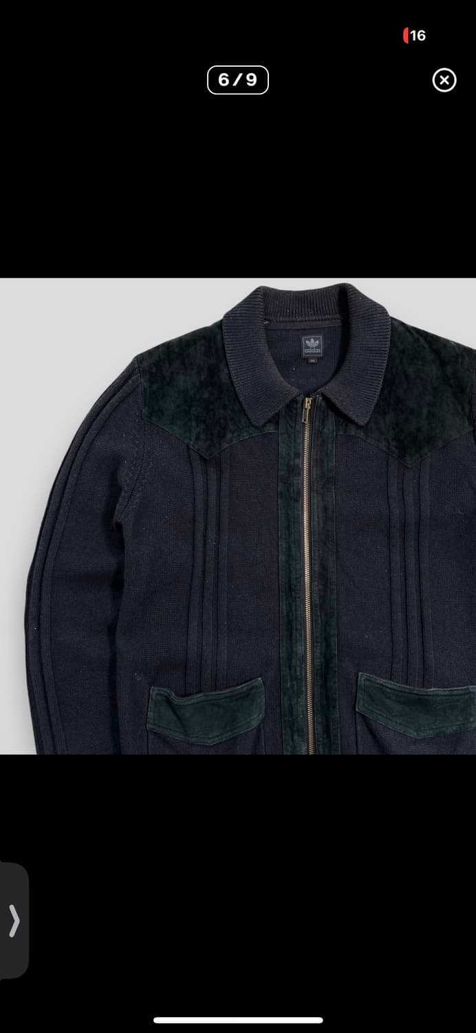 00‘s 아디다스 스웨이드 트리밍 니트집업 가디건 상품이미지4