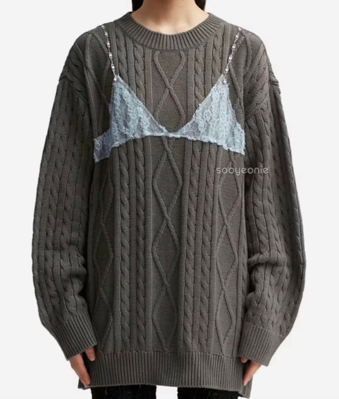 엔더슨벨 레이스 보이프렌드핏 니트 스웨터 상품이미지2