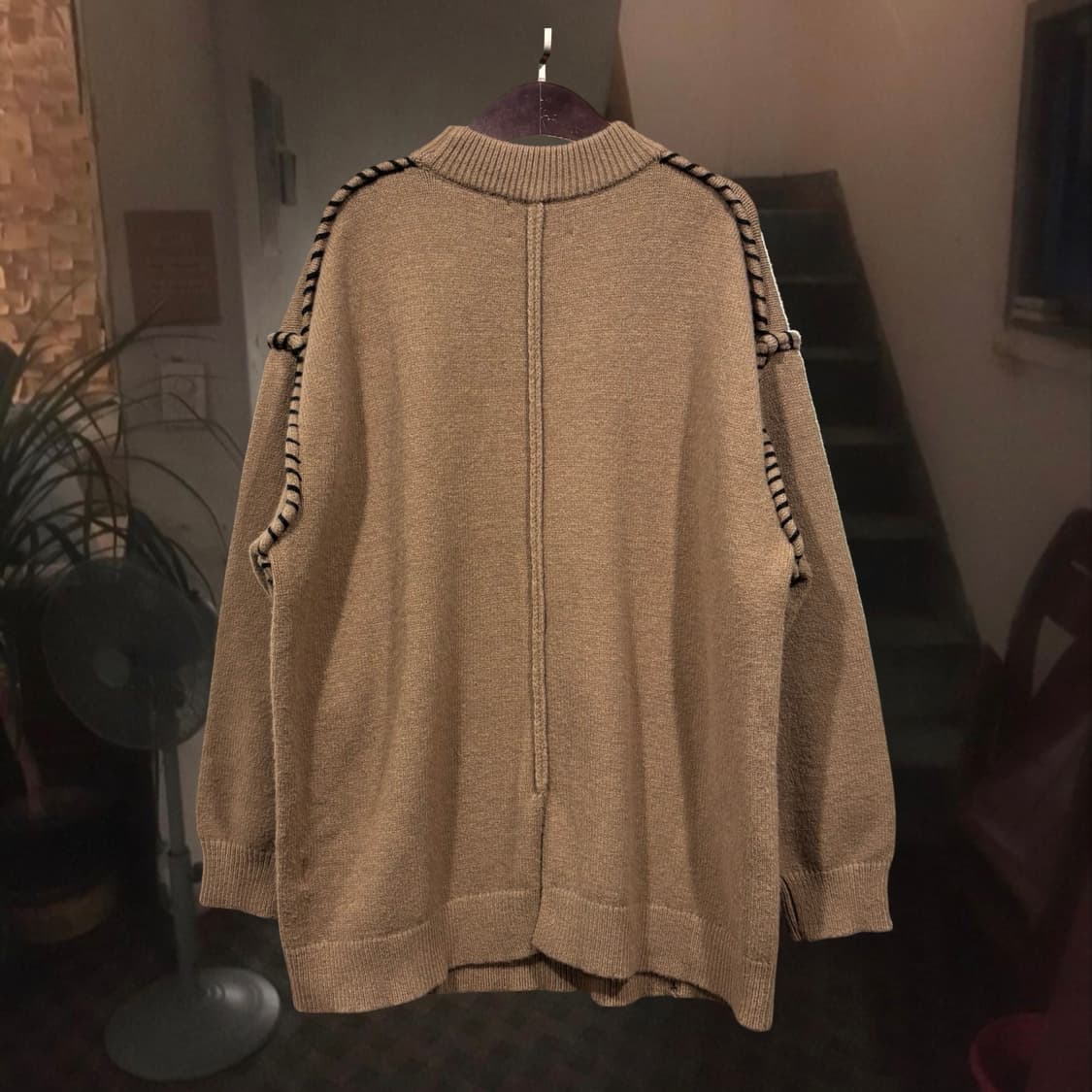 빈티지 브라운 스티치 포인트 루즈 니트 상품이미지4