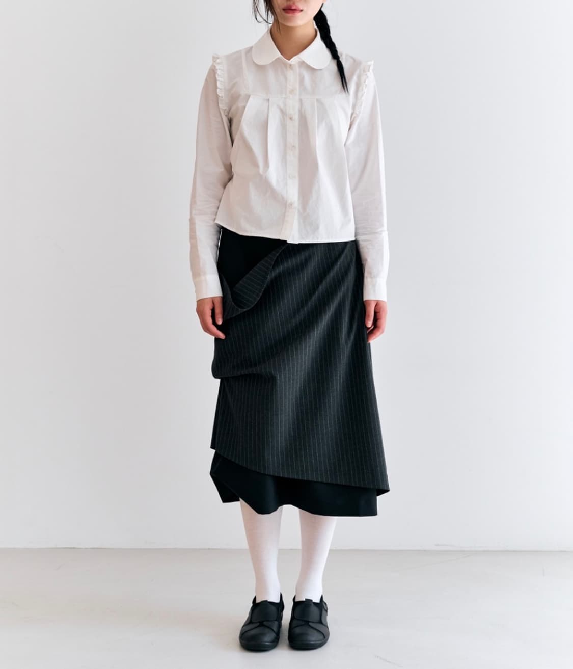 바하윤 layered draped skirt(stripe) 상품이미지1