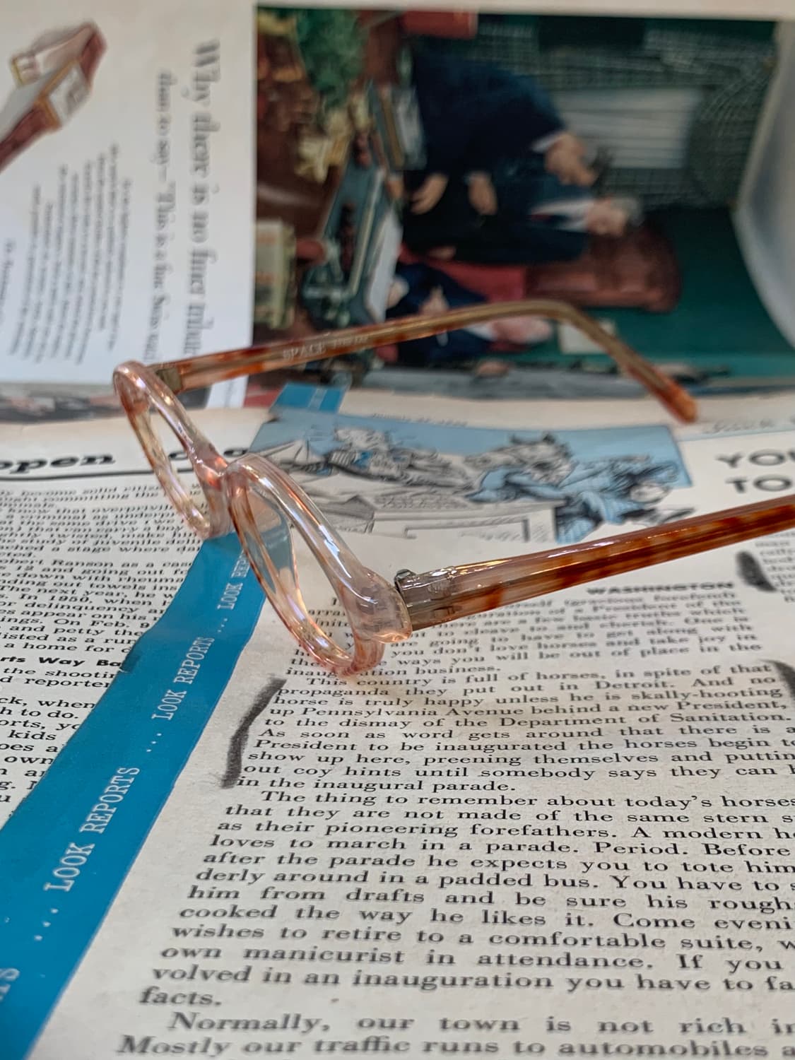 [픽키-629] 베이지 마블 오벌 뿔테 호피 안경 상품이미지4