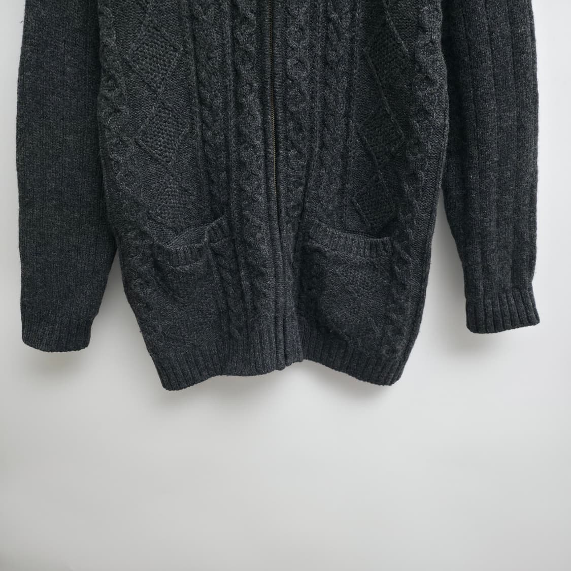 [XL] 빈폴 회색 케이블 니트 집업 가디건 상품이미지3