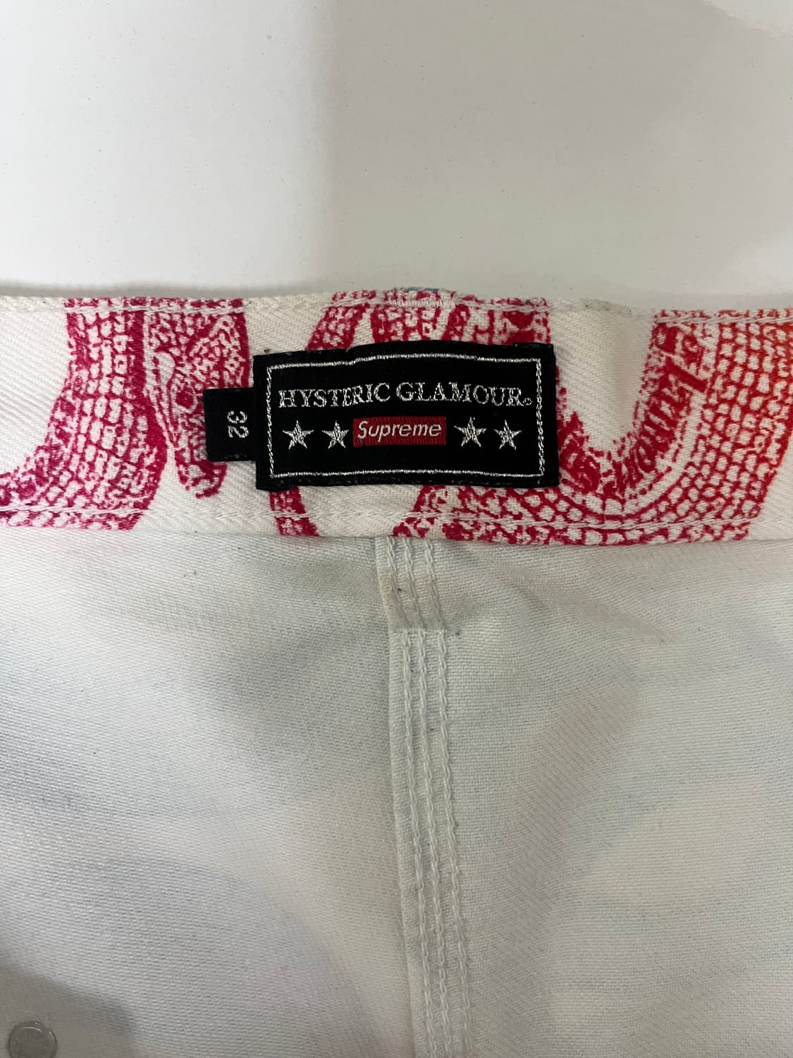 슈프림 x 히스테릭 글래머 스네이크 더블 니 데님 페인터 팬츠 화이트 상품이미지3