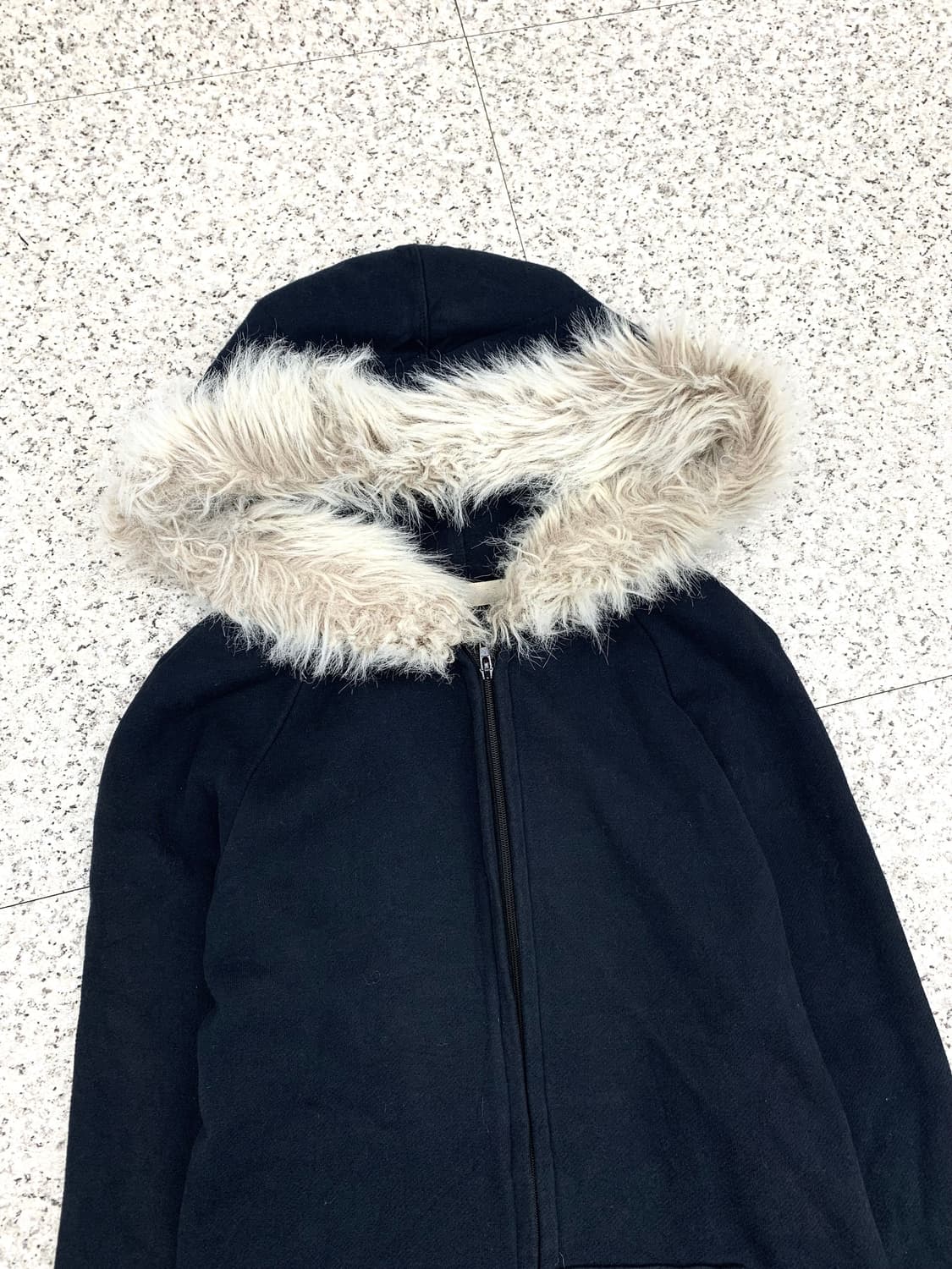 Fur hood navy hoodie 상품이미지5