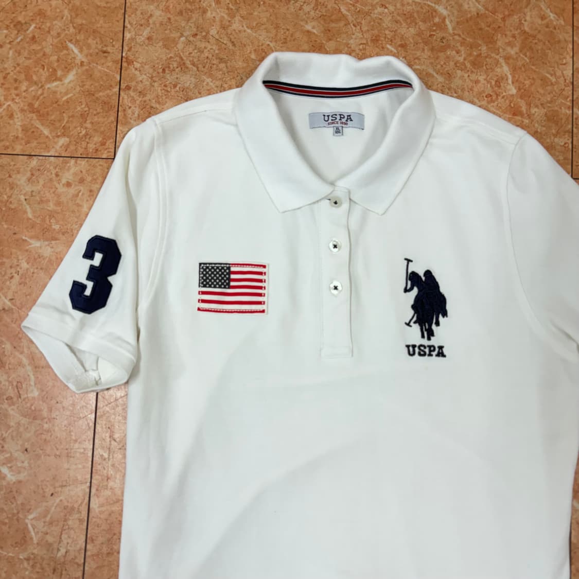 Uspa 폴로 빅포니 화이트 성조기 카라티  상품이미지4