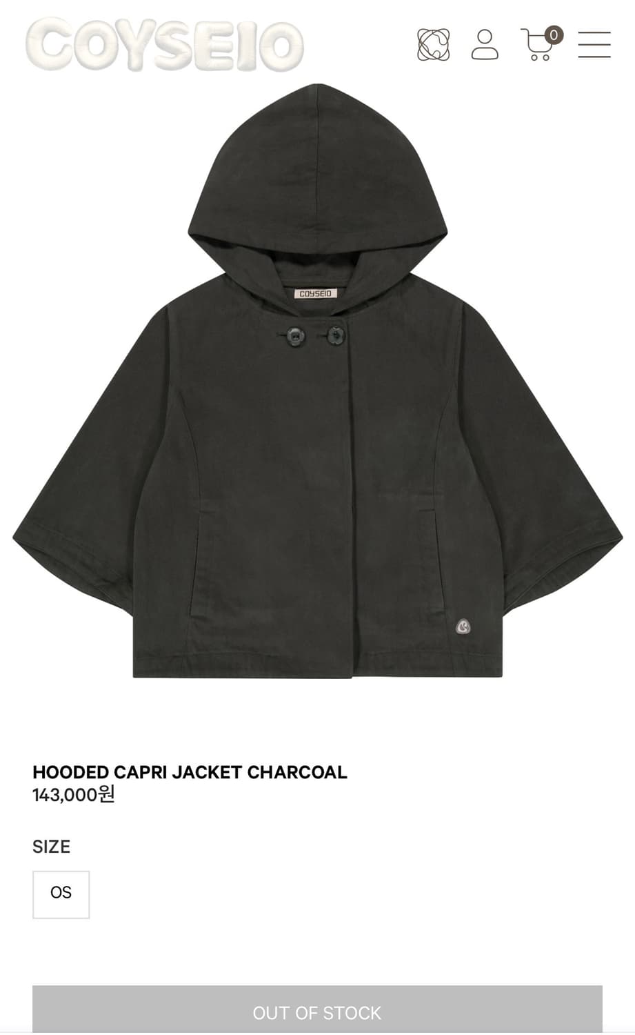 코이세이오 카프리 자켓 차콜 상품이미지1