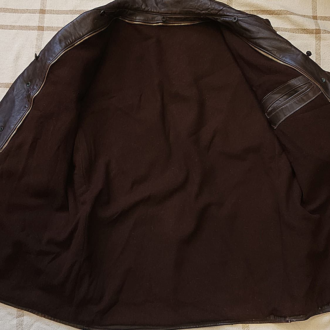 80s 프렌치 레더 카코트 카우하이드 반스토머 양털 랜치 코트 L 상품이미지6