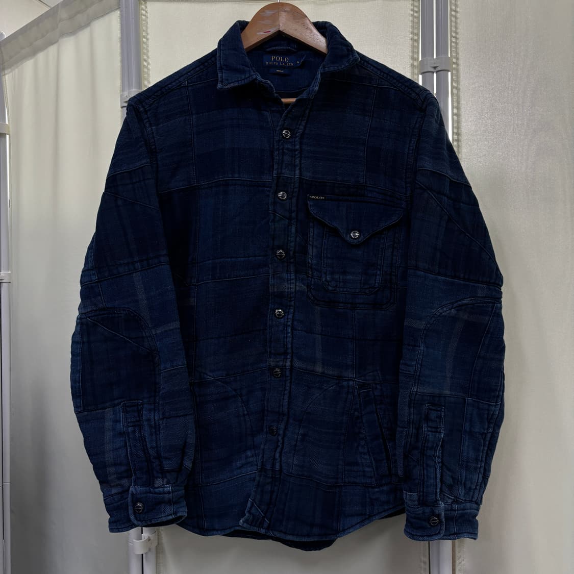 폴로 인디고 패치워크 셔츠 자켓 상품이미지1