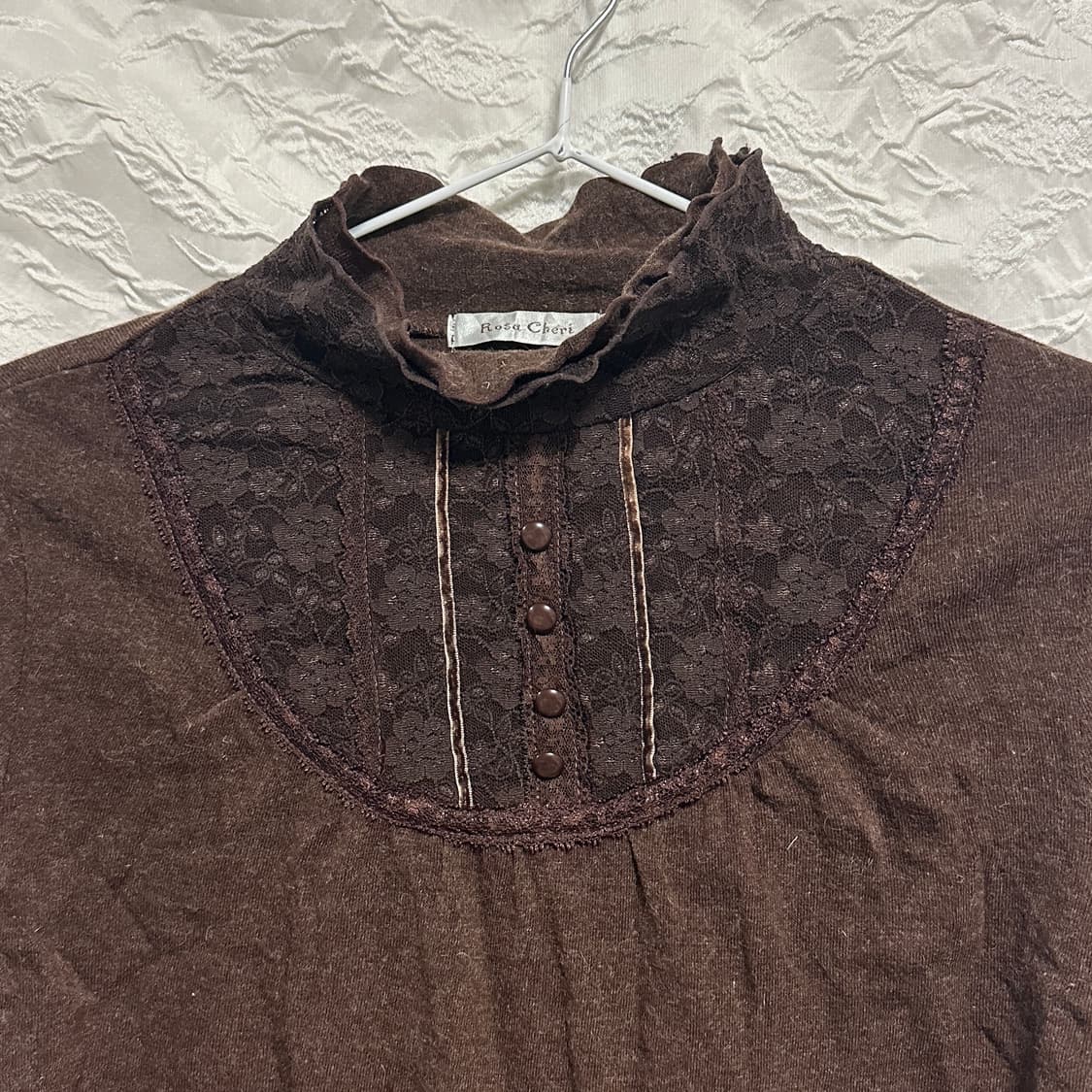 빈티지 rosa cheri 로사체리 라떼갸루 로걀 프릴 니트 롱슬리브 탑 상품이미지2