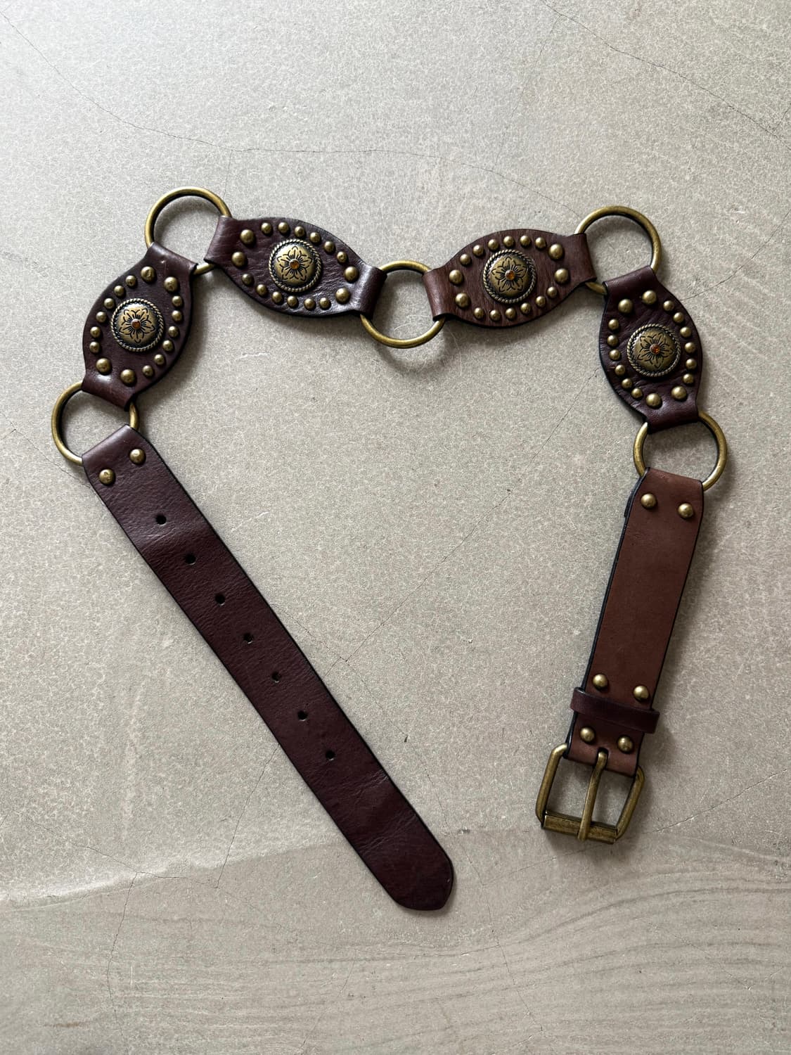 Vintage Concho Genuine Leather Belt 상품이미지1