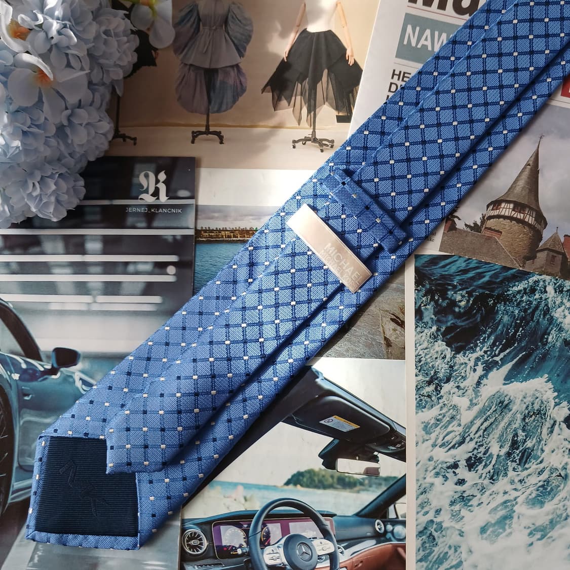 마이클코어스 실크 다이아 패턴 넥타이 8.2cm A+등급 A19846 상품이미지6