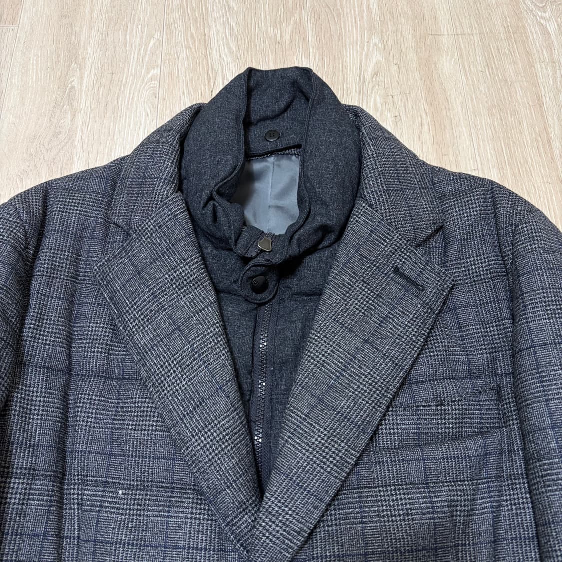 지오투 남성 클래식 체크 롱패딩 패딩코트 XXL/110  상품이미지3