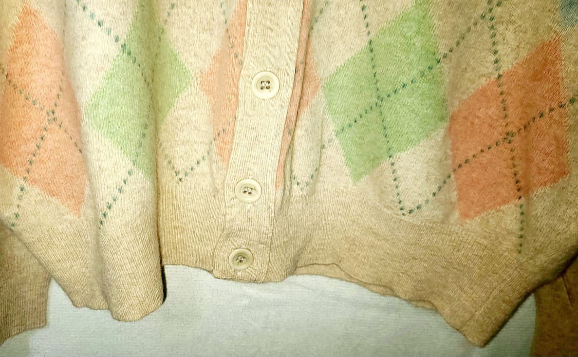 베네통 아가일 울니트 가디건 M(95) 상품이미지9