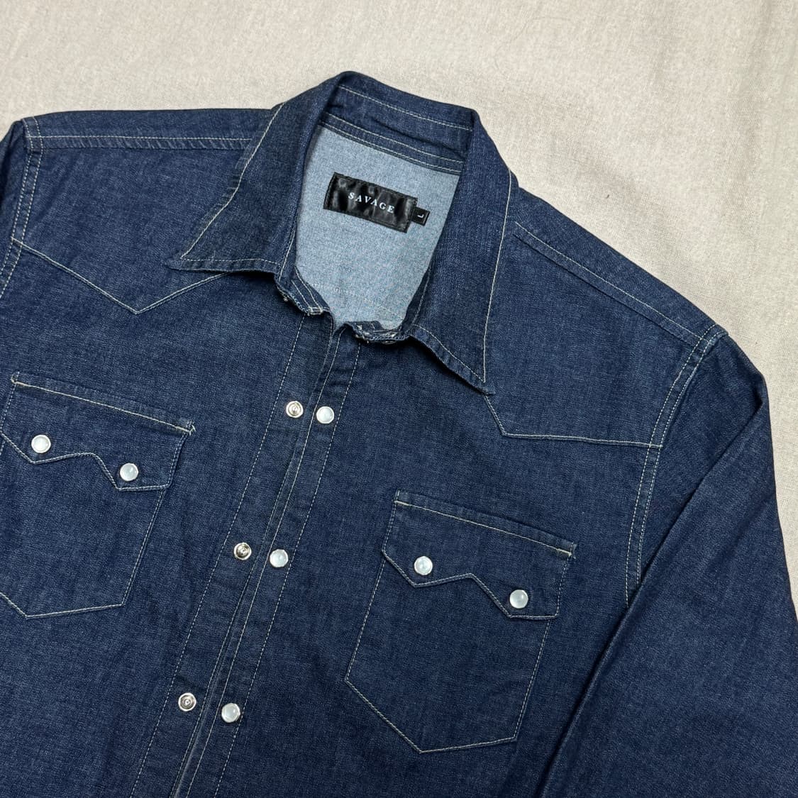 세비지 생지 진청 웨스턴 셔츠 L 상품이미지2