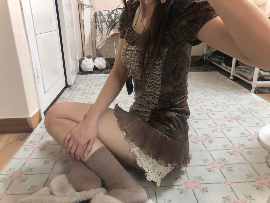 빈티지 오리엔탈 브라운 원피스 탑 vintage top 상품이미지1