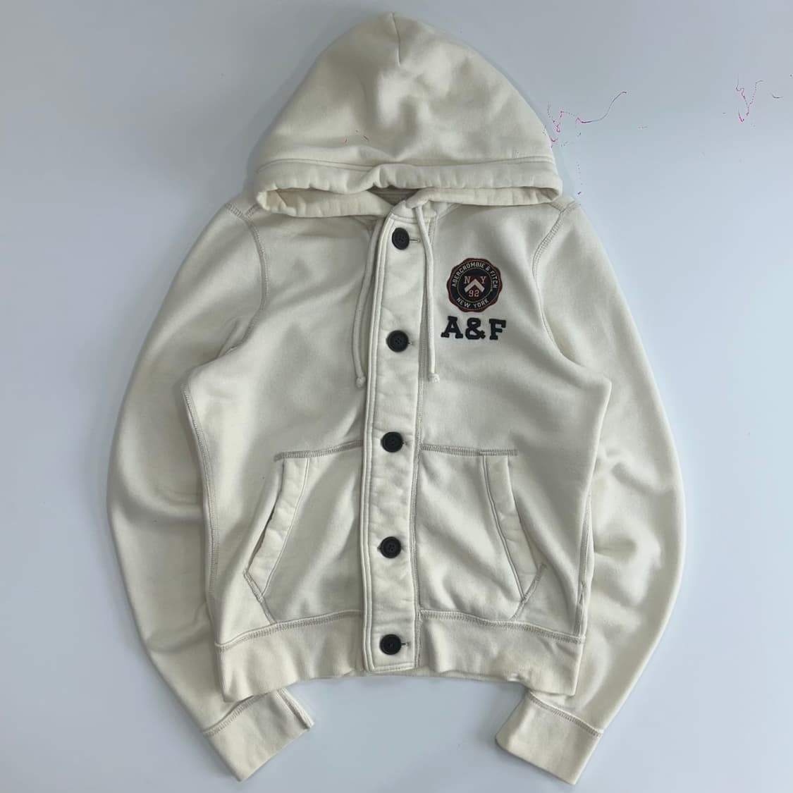 Abercrombie 아베크롬비 버튼업 아이보리 후드집업 상품이미지3