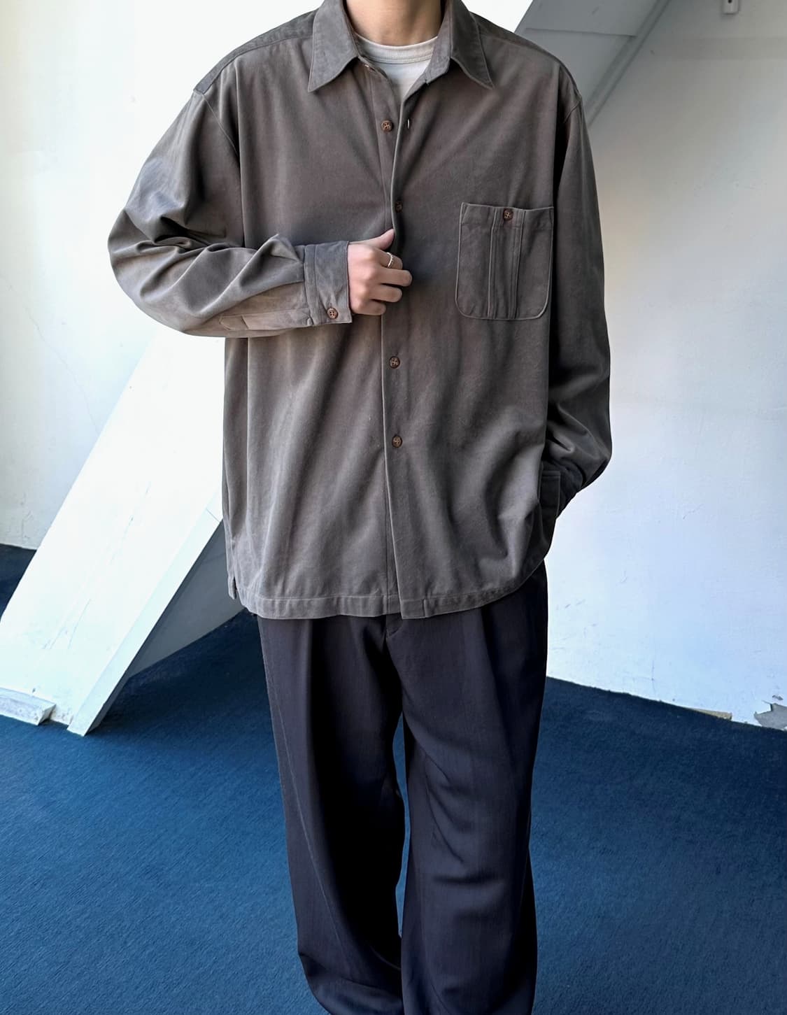 Velour touch fleece wide shirt 상품이미지9