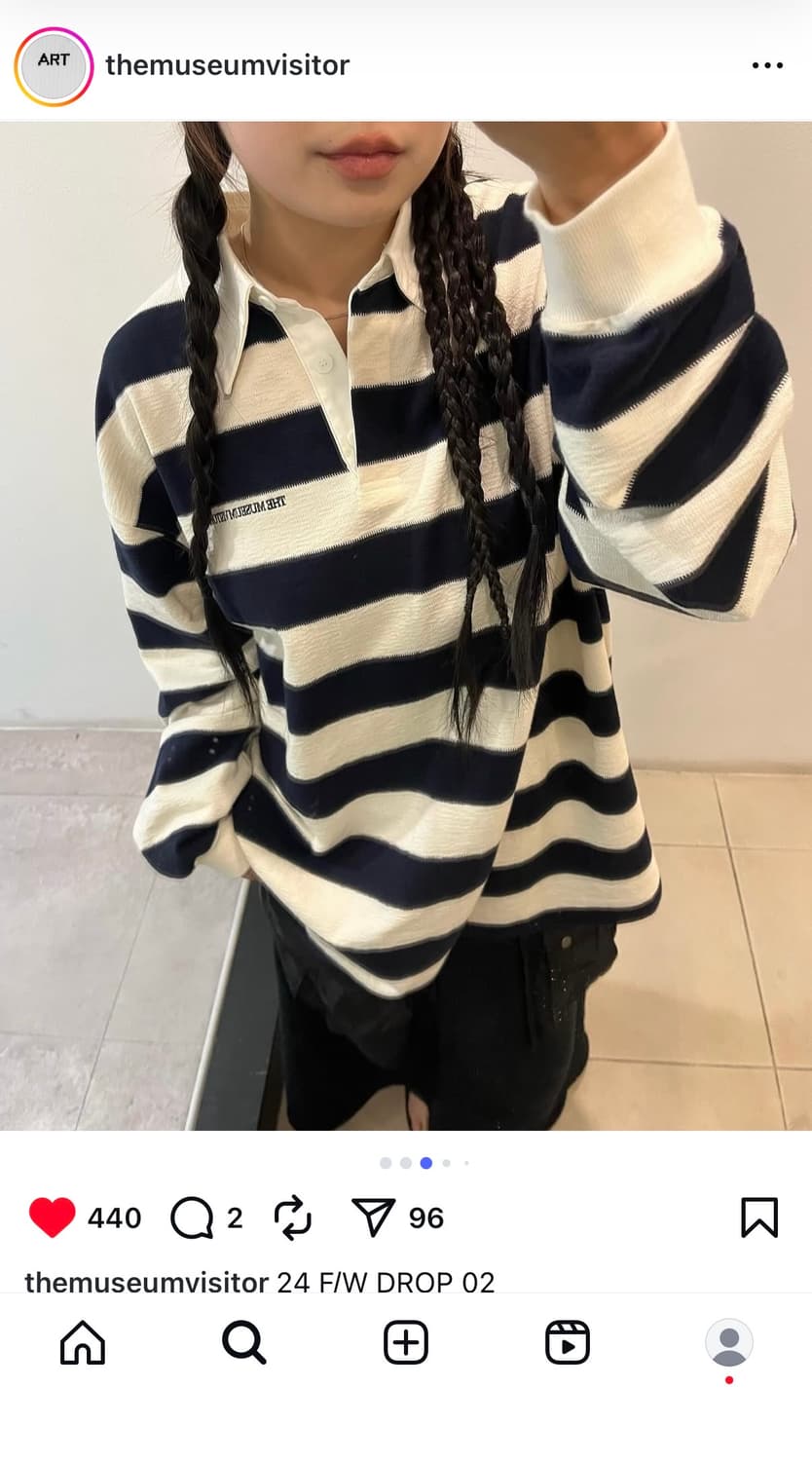 더뮤지엄비지터 스트라이프 pk티 상품이미지3