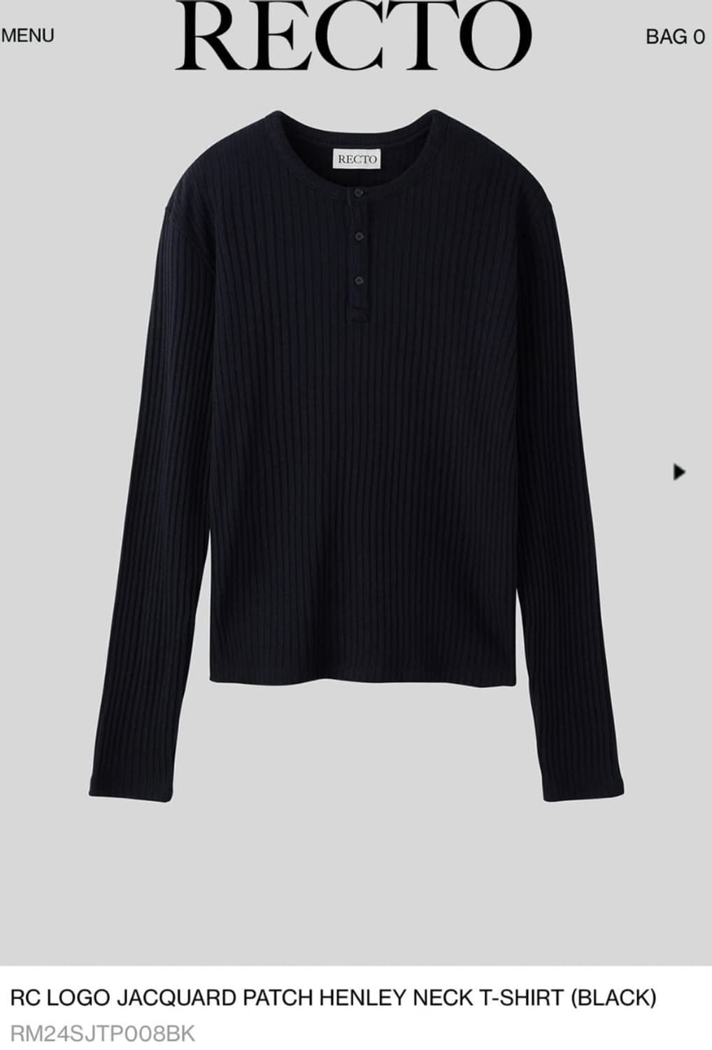 렉토 자카드 패치 헨리넥 블랙 L 상품이미지2