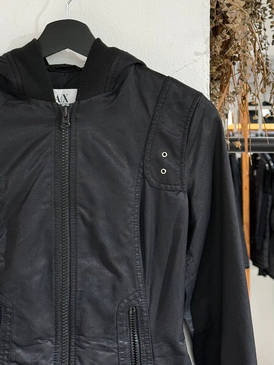 아르마니 익스체인지 블랙 코튼 나일론 후디 집업 자켓 상품이미지3