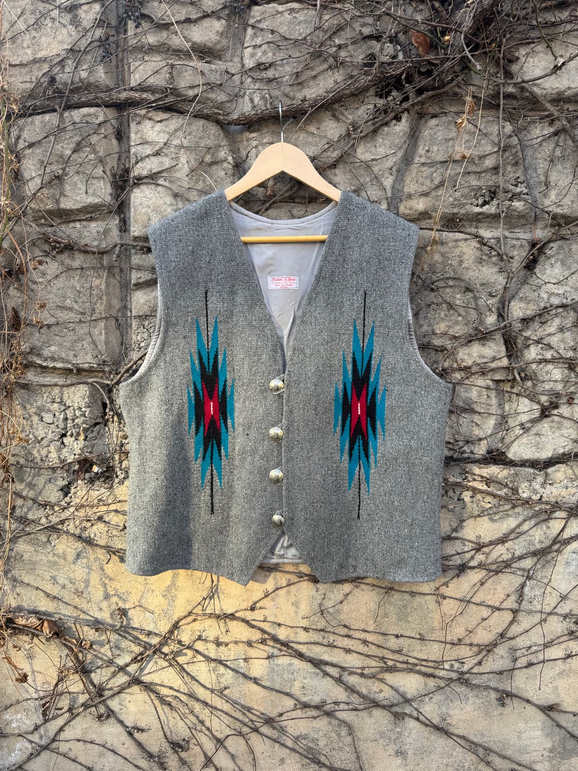 50~60s 빈티지 커스텀 메이드 핸드 우븐 울 오르테가 치마요 베스트 상품이미지1