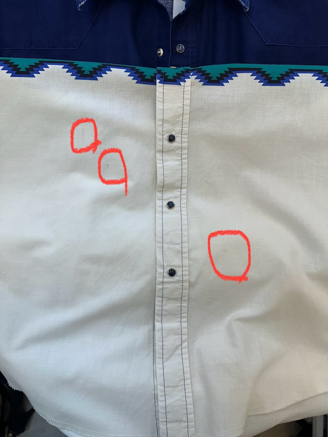 L) 랭글러 웨스턴 셔츠 블루 화이트 패턴 상품이미지5