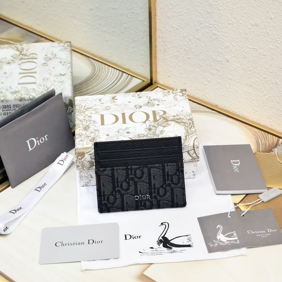 디올 카드 홀더 블랙 디올 오블리크 자카드 상품이미지2