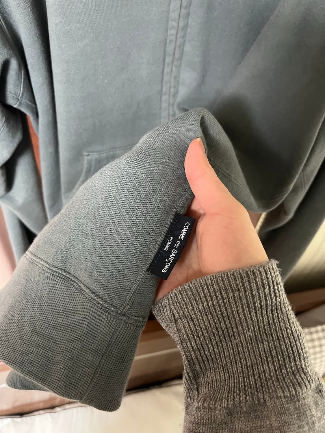 꼼데가르송 옴므 후드집업 차콜 L 상품이미지4