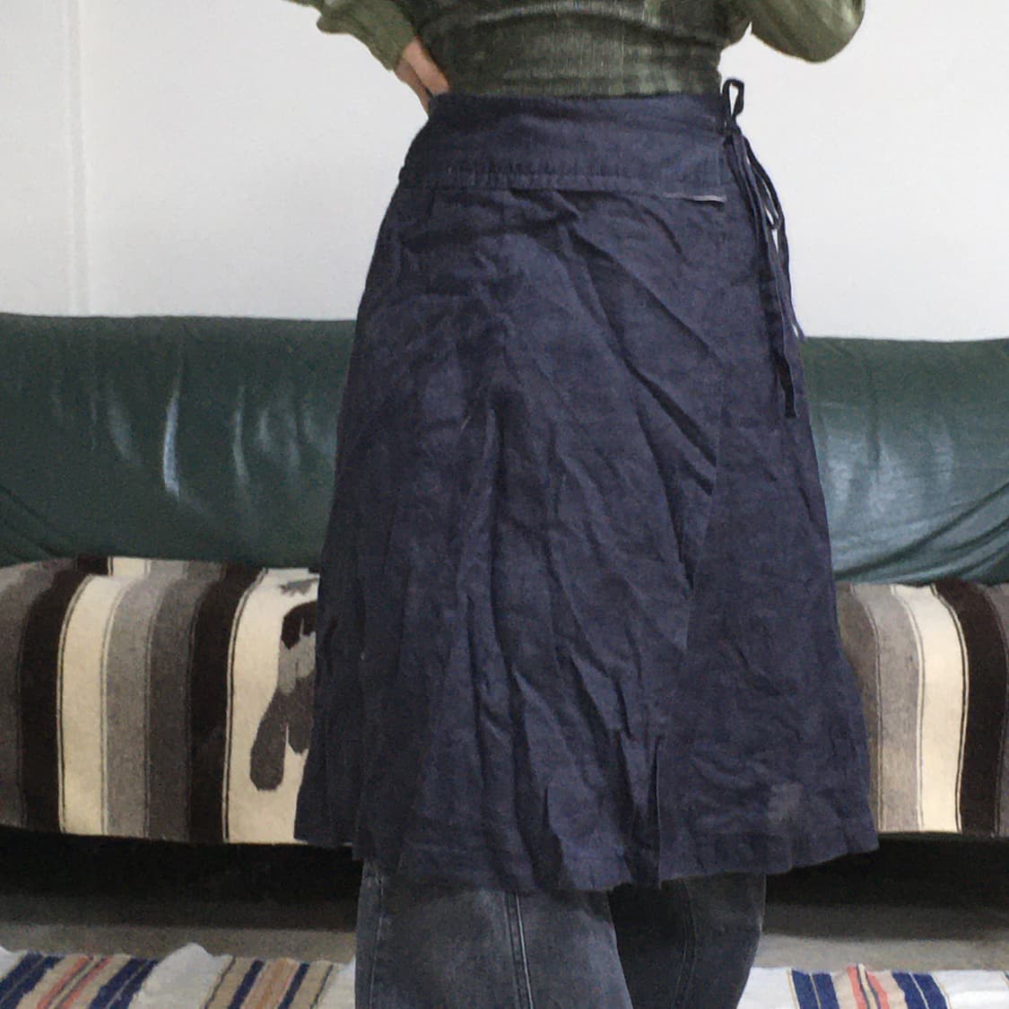 투티/0159 린넨 랩스커트 미디 모리걸 아메카지 상품이미지4