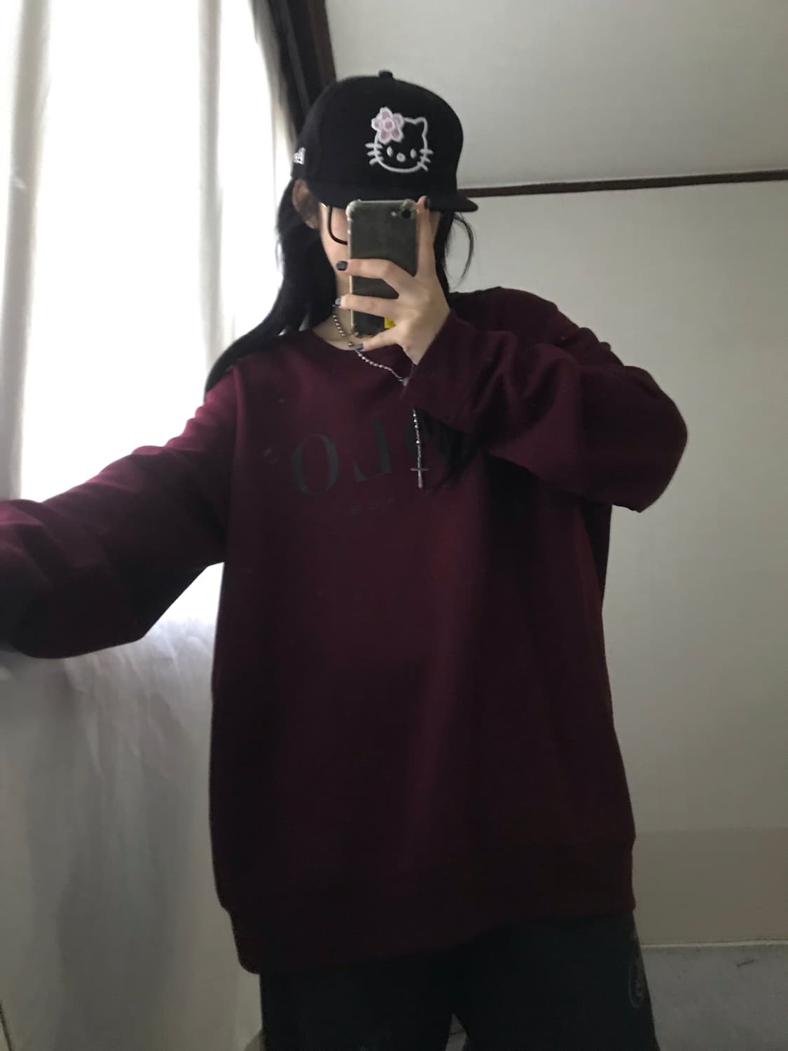 폴로 버건디 오버핏 맨투맨 상품이미지2