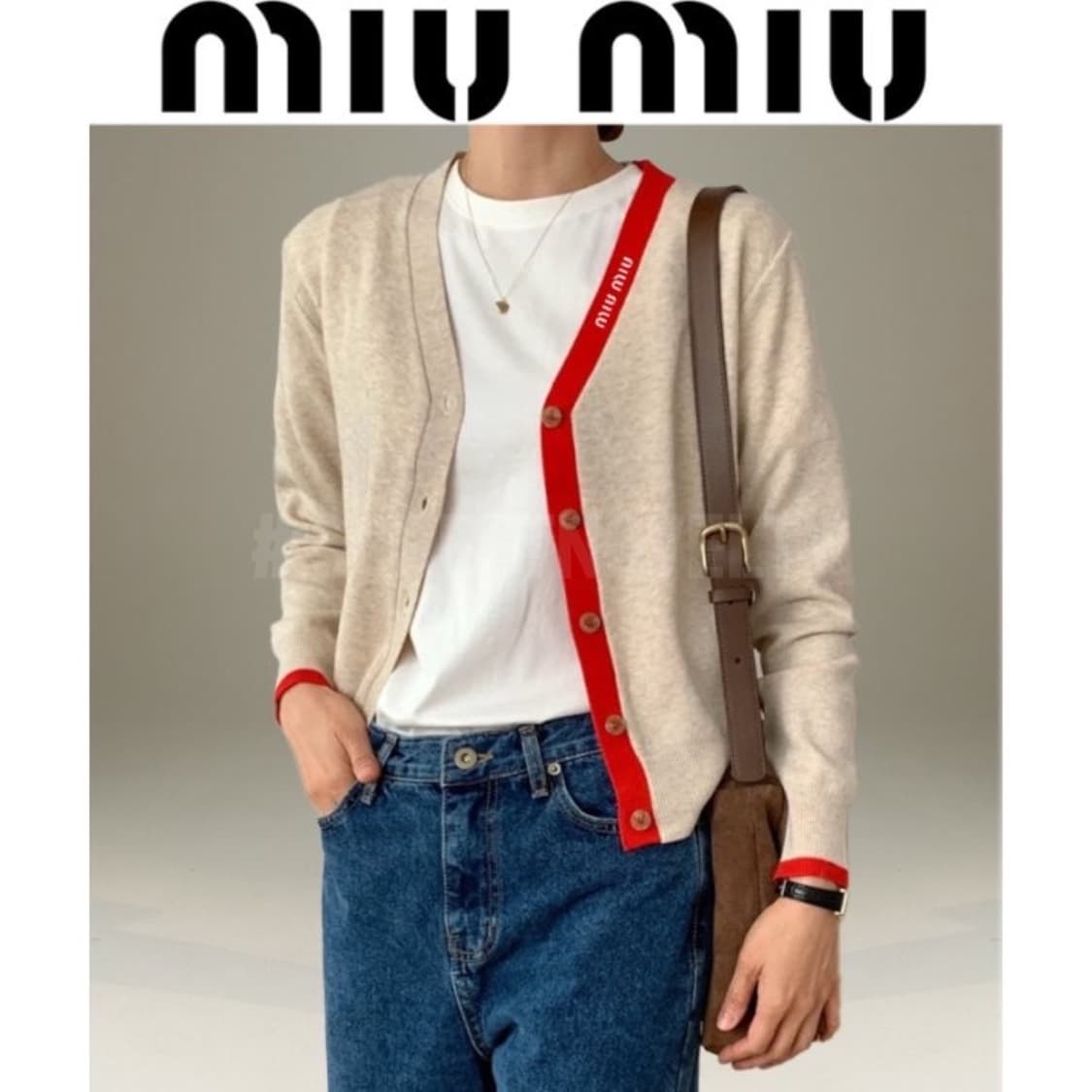 미우미우 한줄라인배색 가디건 상품이미지5