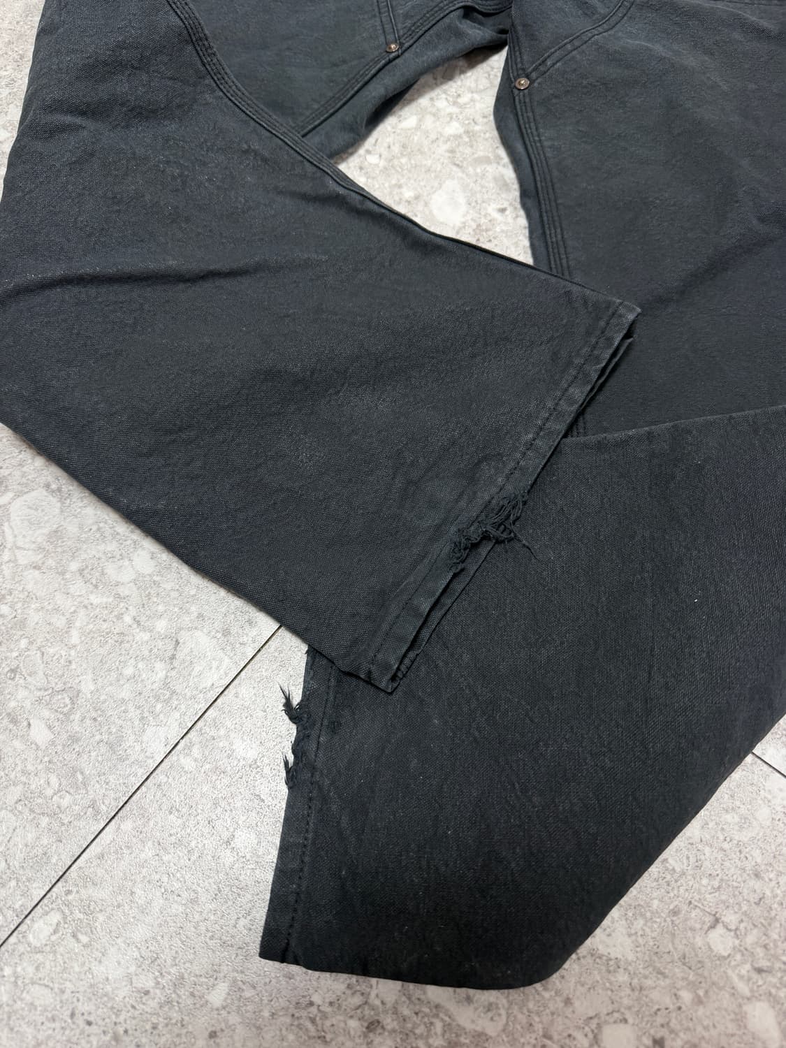 [M] 로컬스온리 덕 캔버스 더블니 팬츠 블랙 상품이미지3