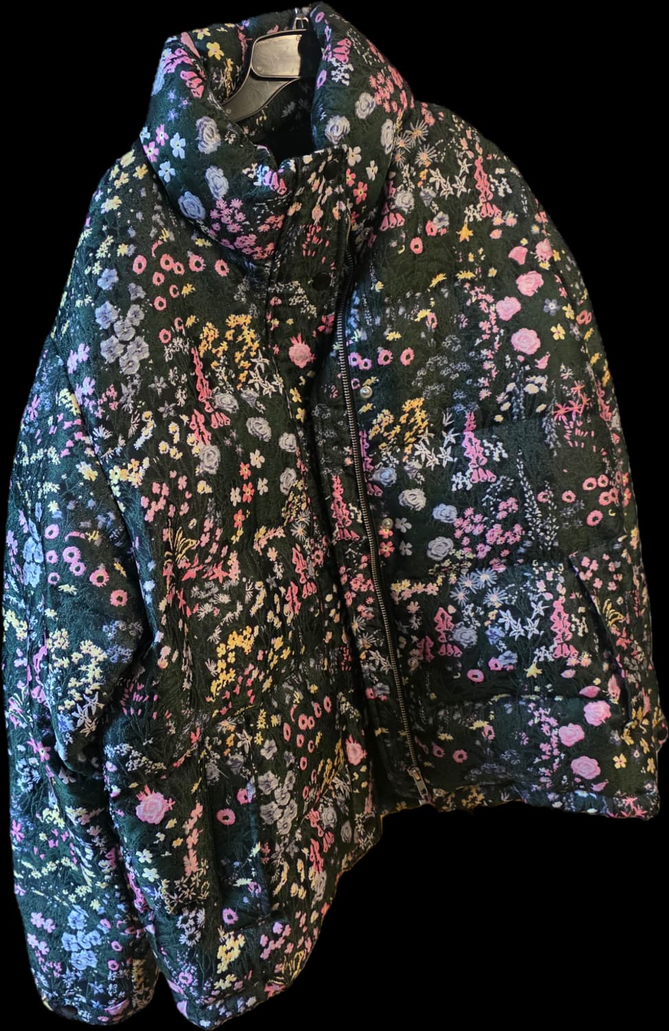 마블링(Mabling) 플라워 자카드 다운 패딩 Black 상품이미지2