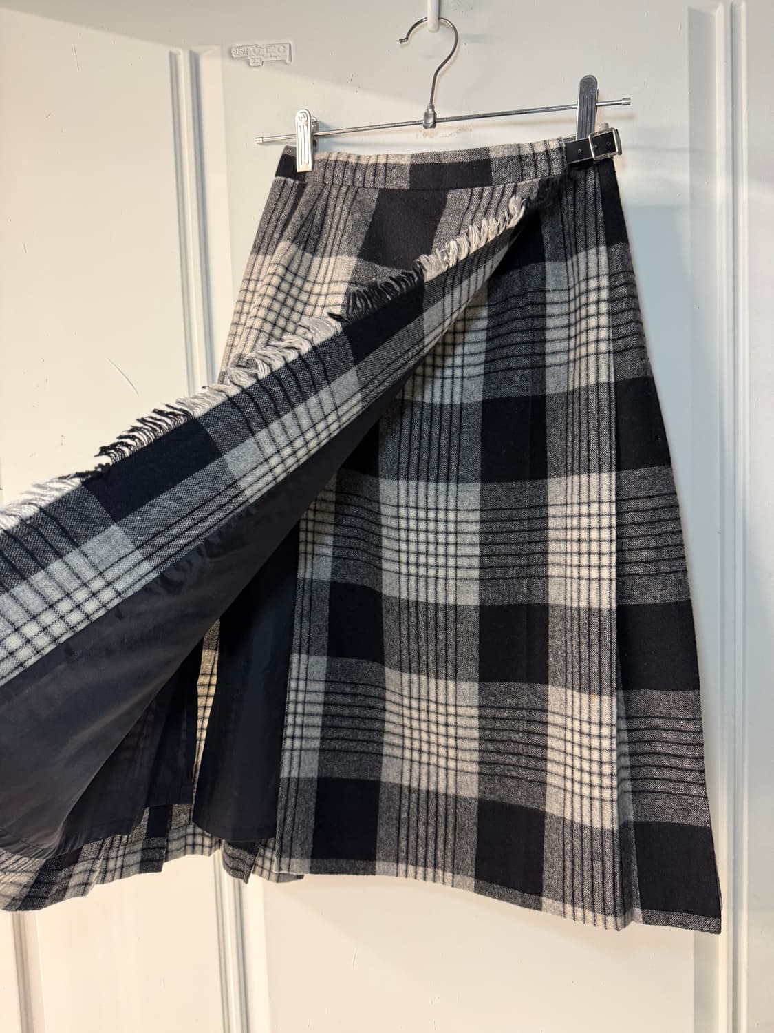 일본빈티지 체크 플리츠 울 미디스커트 상품이미지7