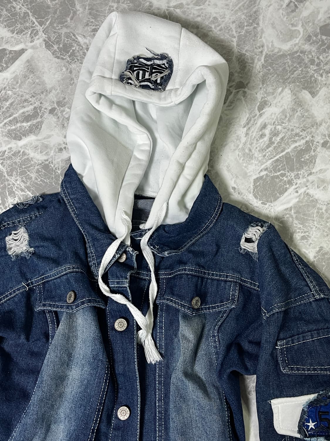 patchwork denim hoody jacket 상품이미지2