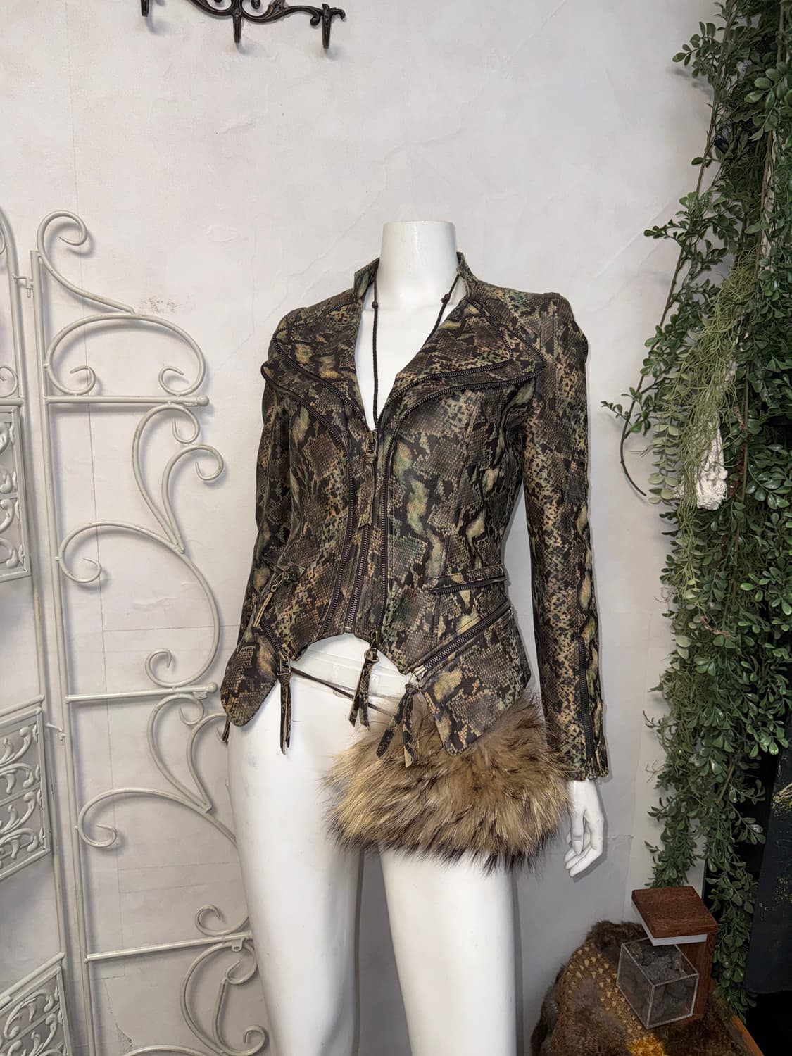 DOHO khaki brown goat skin python jacket 상품이미지1