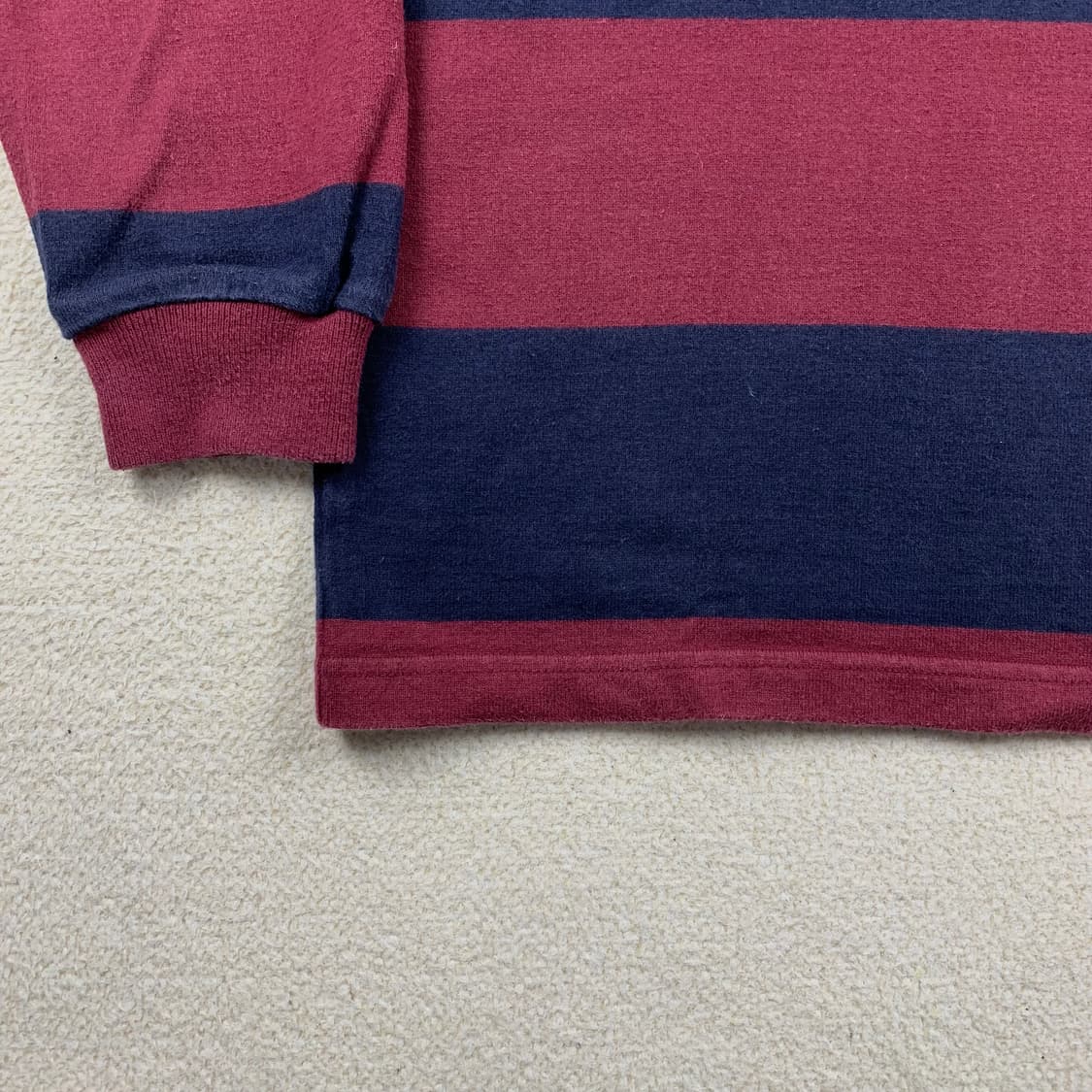 90s 미국빈티지 콜롬비아니트 럭비 티셔츠 버건디/네이비 상품이미지3