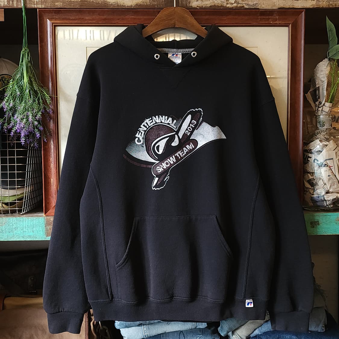 90s 러셀 후드 스웻셔츠 스노우 팀 미국 오리지널 빈티지 L 상품이미지1