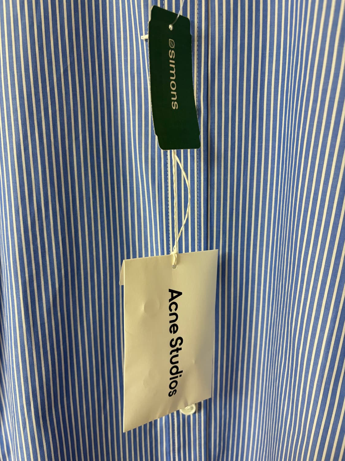 아크네 스튜디오 페이스 패치 스트라이프 셔츠 블루/화이트 S사이즈 상품이미지3